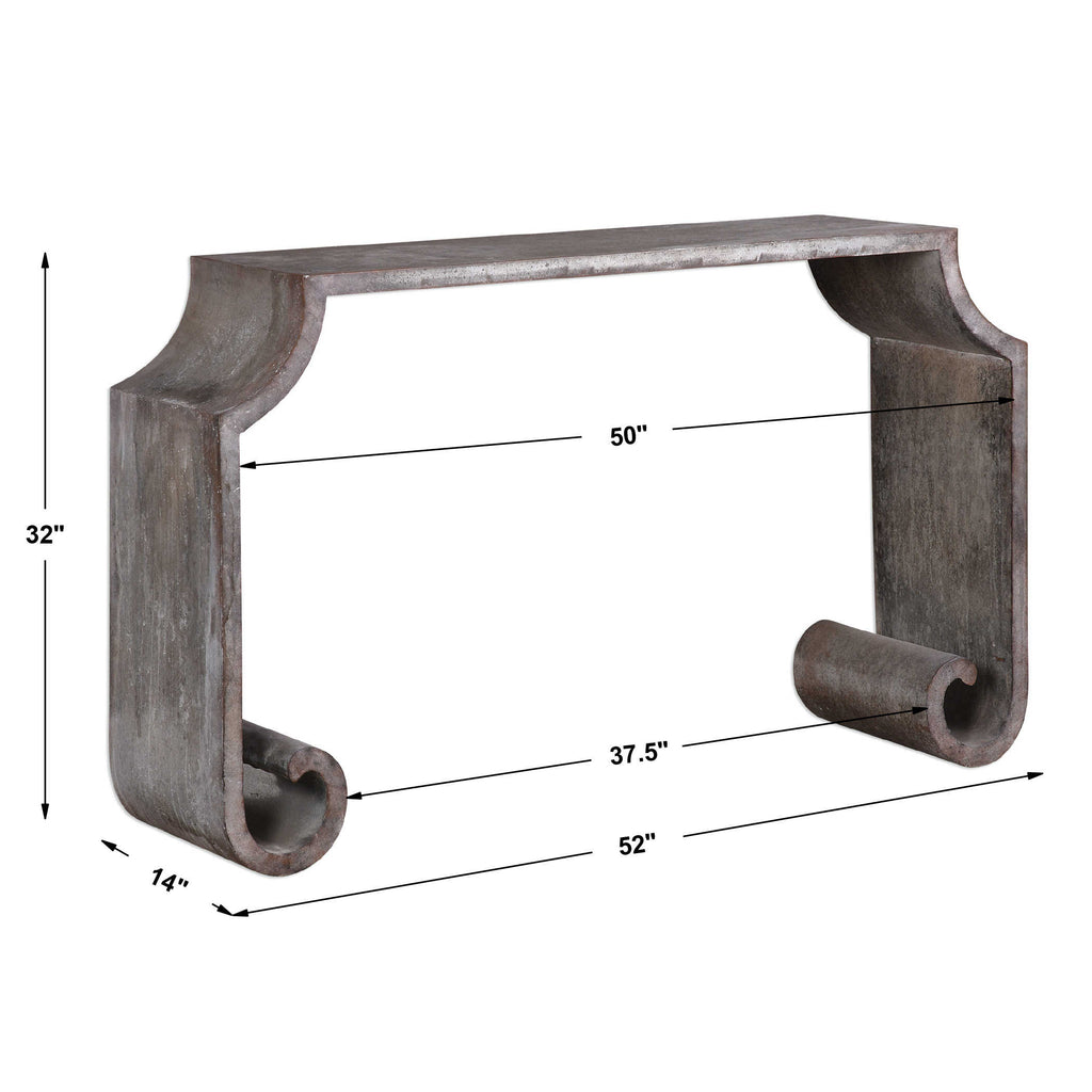 Agathon Stone Gray Console Table - Bombay Mercantile