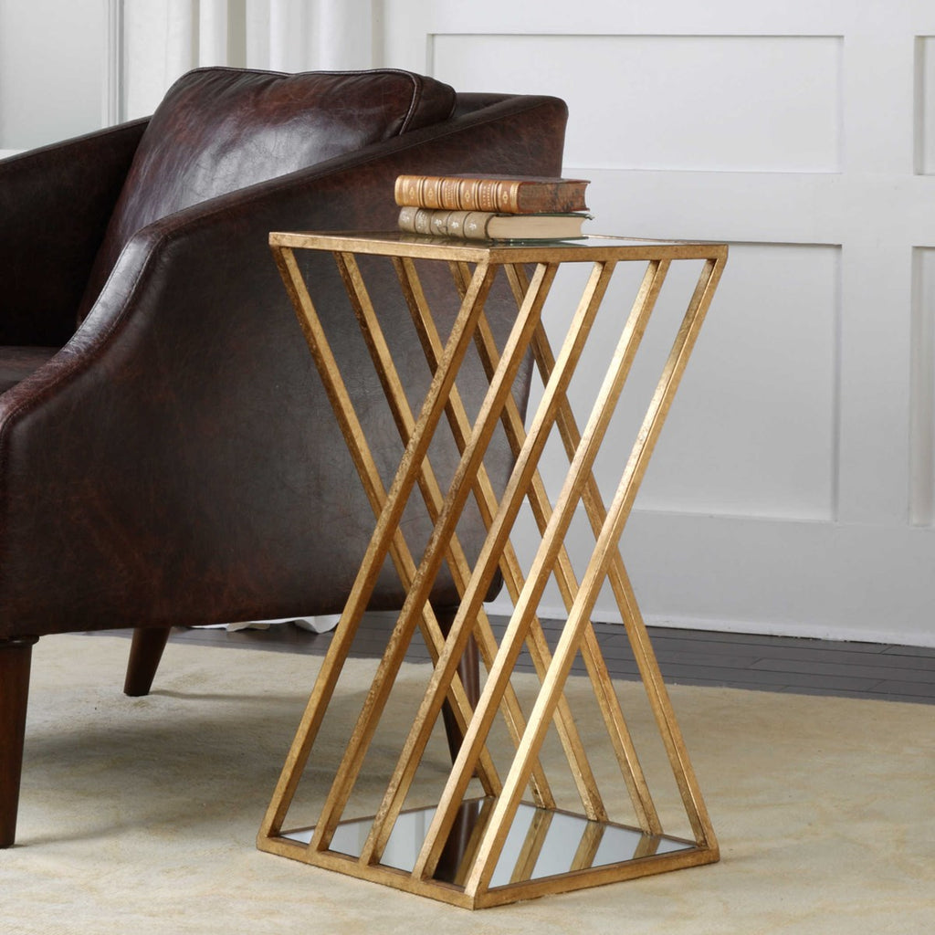 Janina Gold Dimensional Accent Table - Bombay Mercantile