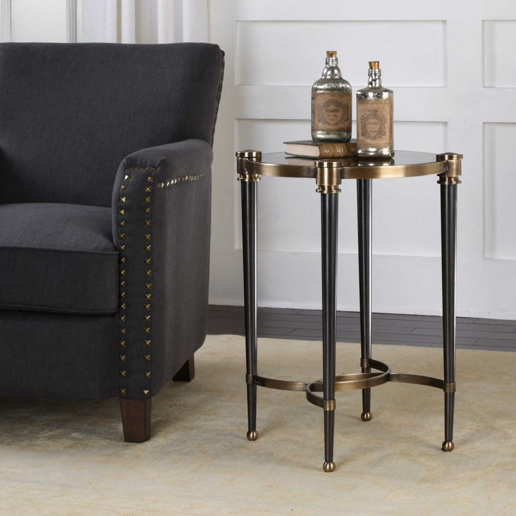 Thora Brushed Black Accent Table - Bombay Mercantile