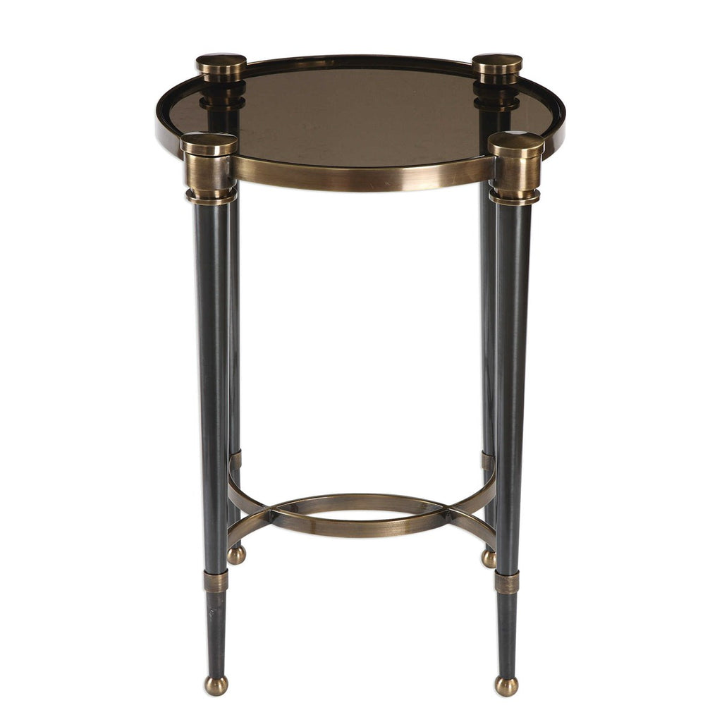 Thora Brushed Black Accent Table - Bombay Mercantile