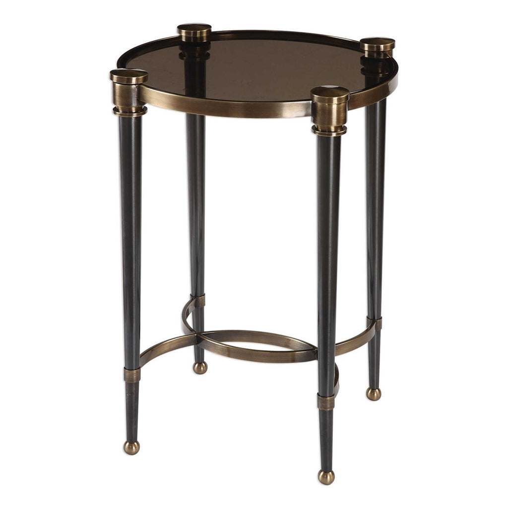 Thora Brushed Black Accent Table - Bombay Mercantile
