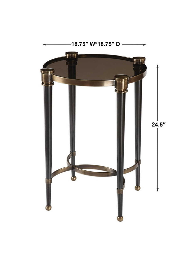 Thora Brushed Black Accent Table - Bombay Mercantile