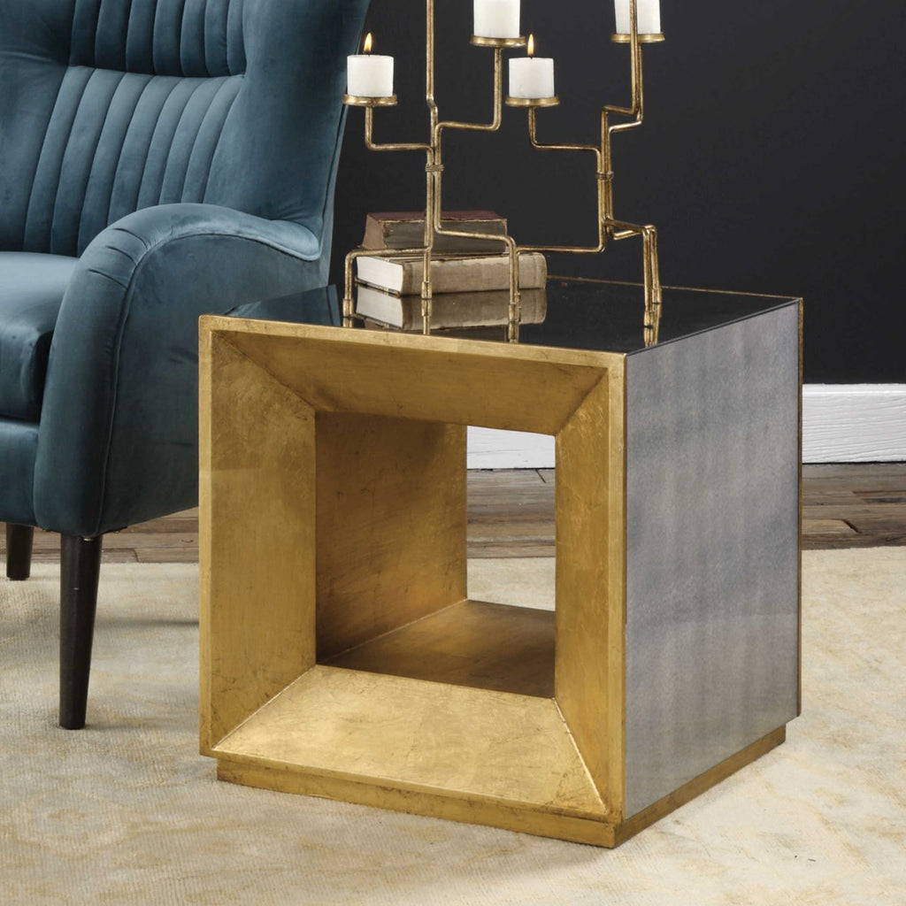 Flair Gold Cube Table - Bombay Mercantile