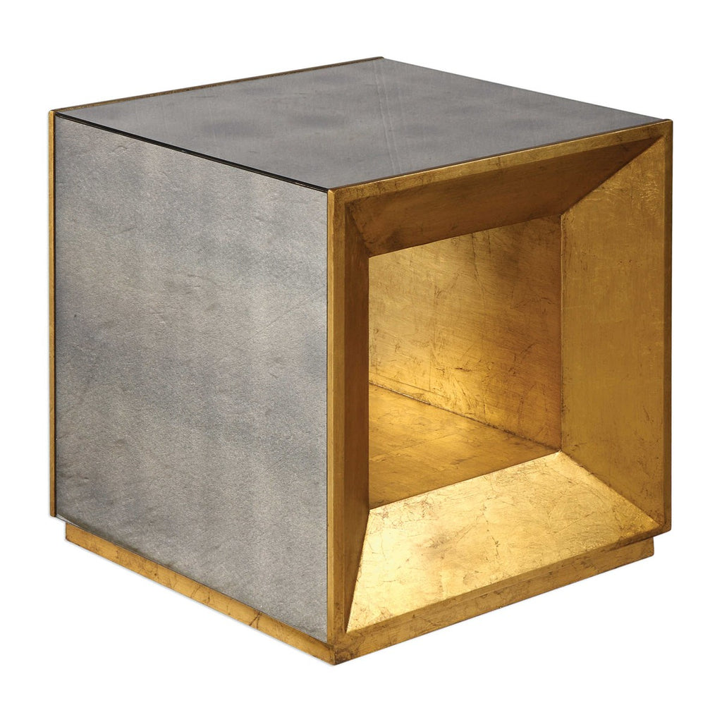 Flair Gold Cube Table - Bombay Mercantile