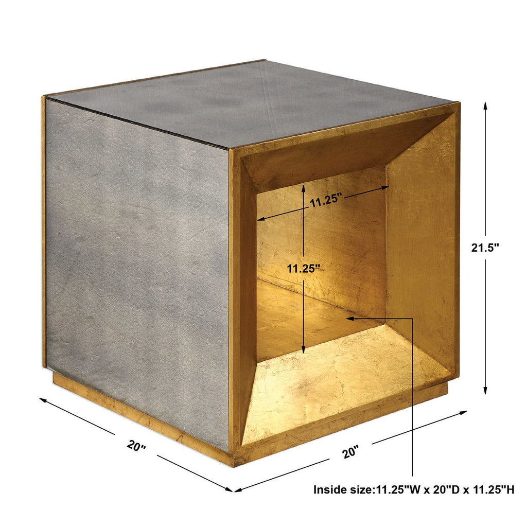 Flair Gold Cube Table - Bombay Mercantile
