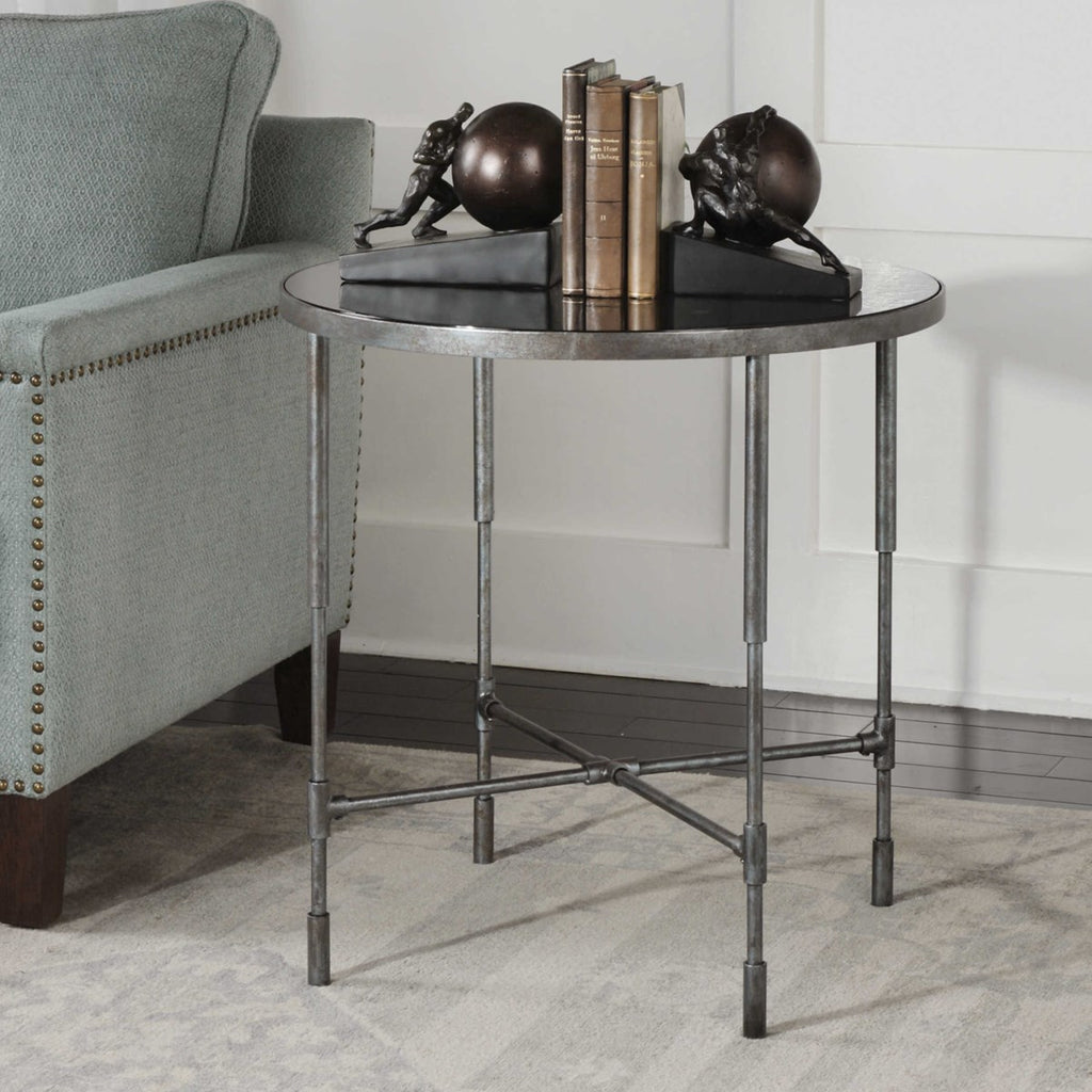 Vande Aged Steel Side Table - Bombay Mercantile