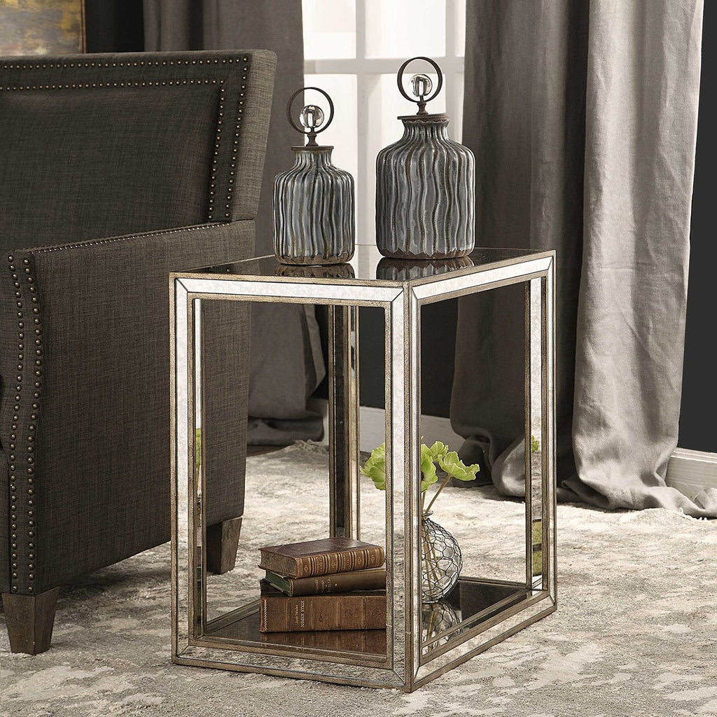 Julie Mirrored End Table - Bombay Mercantile