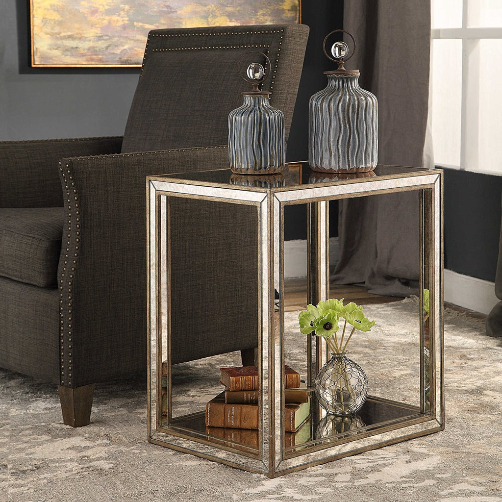 Julie Mirrored End Table - Bombay Mercantile