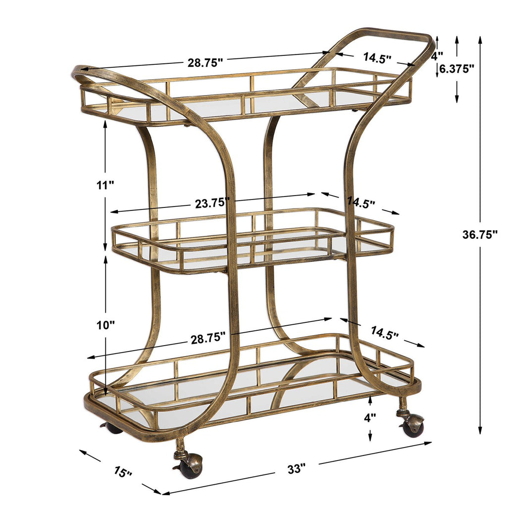 Stassi Gold Serving Cart - Bombay Mercantile