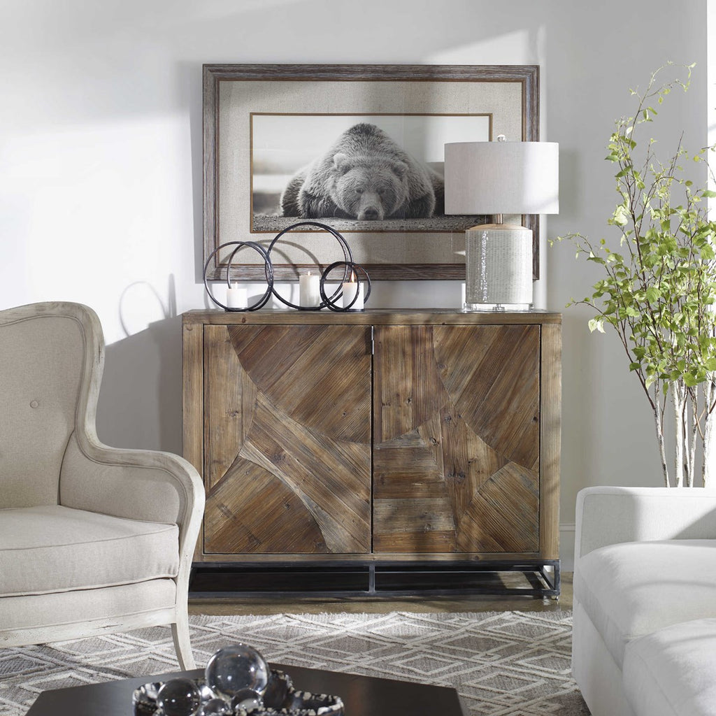 Evros Reclaimed Wood 2 Door Cabinet - Bombay Mercantile