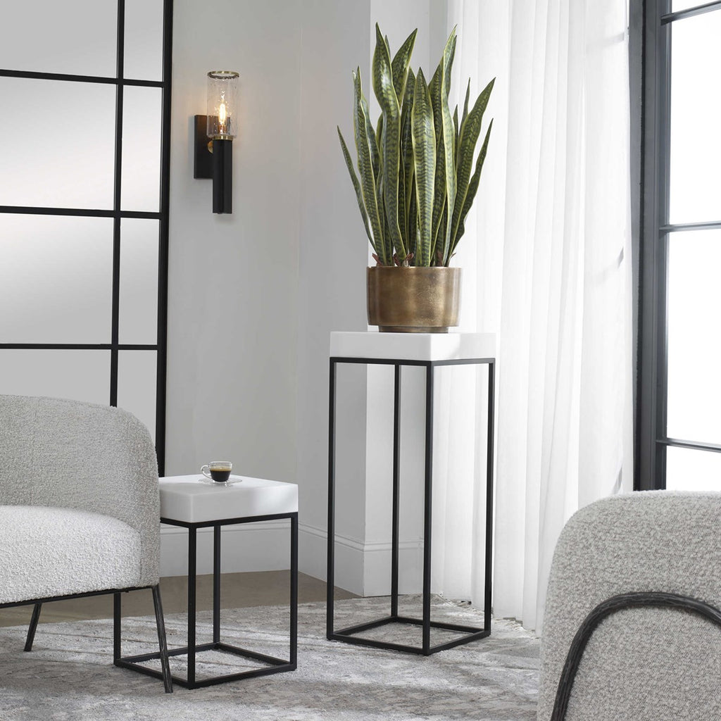 Gambia Marble Plant Stand - Bombay Mercantile