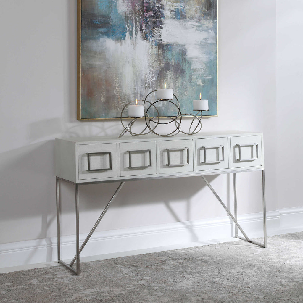 Abaya White Console Table - Bombay Mercantile