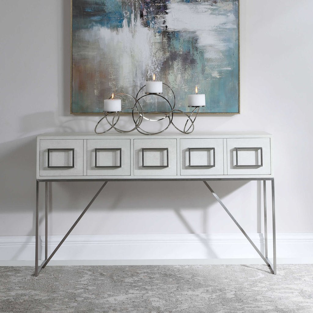 Abaya White Console Table - Bombay Mercantile