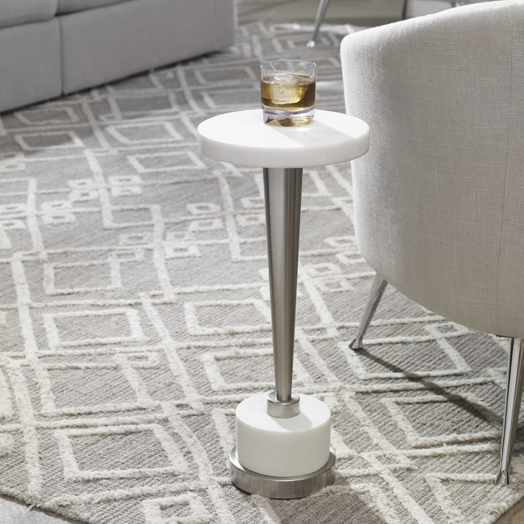 Masika White Drink Table - Bombay Mercantile
