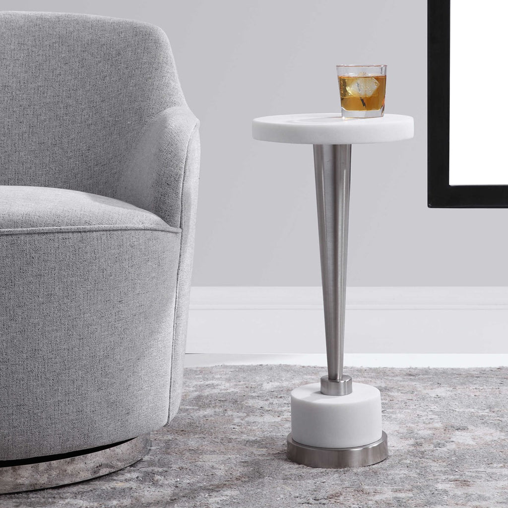 Masika White Drink Table - Bombay Mercantile