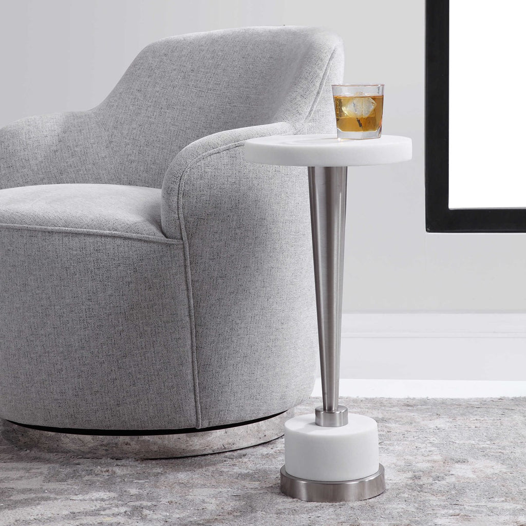Masika White Drink Table - Bombay Mercantile