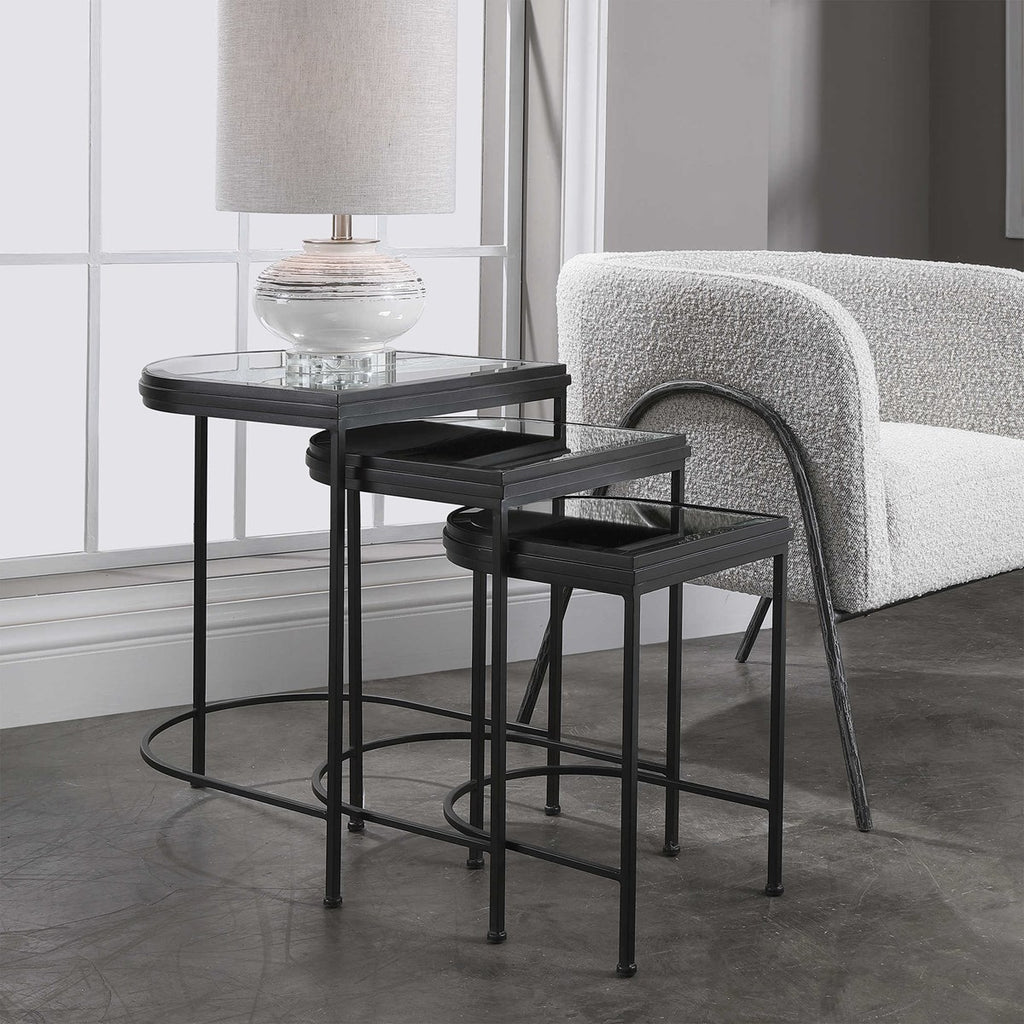 India Black Nesting Tables, Set of 3 - Bombay Mercantile
