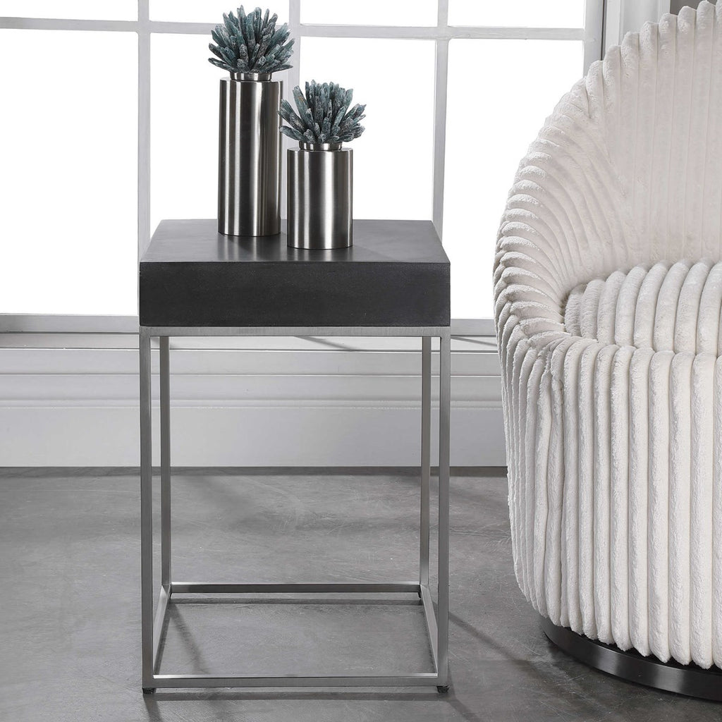 Jase Black Concrete Accent Table - Bombay Mercantile