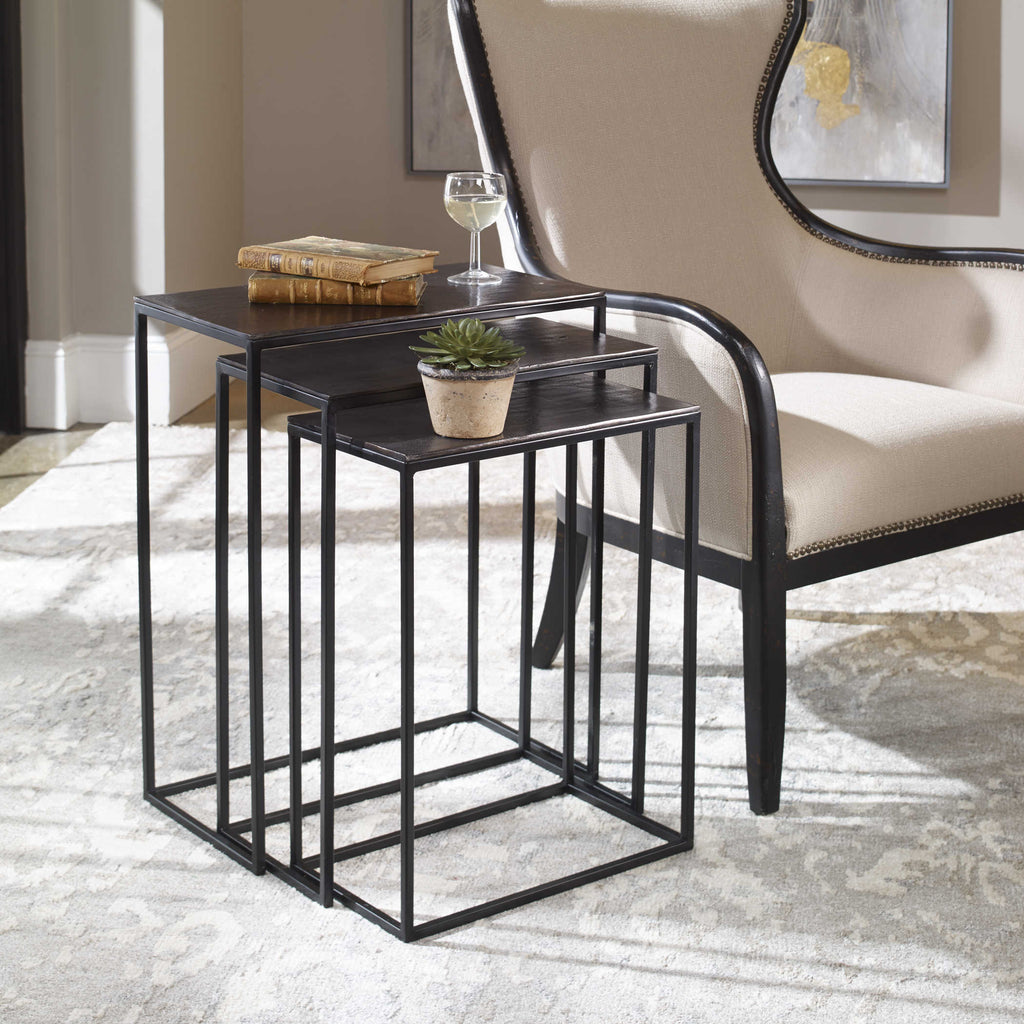 Coreene Iron Nesting Tables Set of 3 - Bombay Mercantile