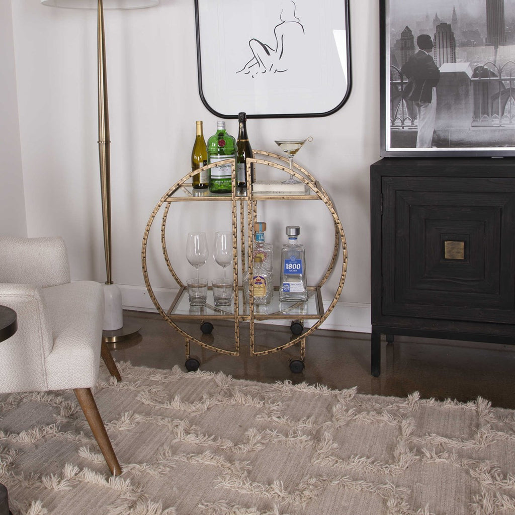 Zelina Gold Bar Cart - Bombay Mercantile