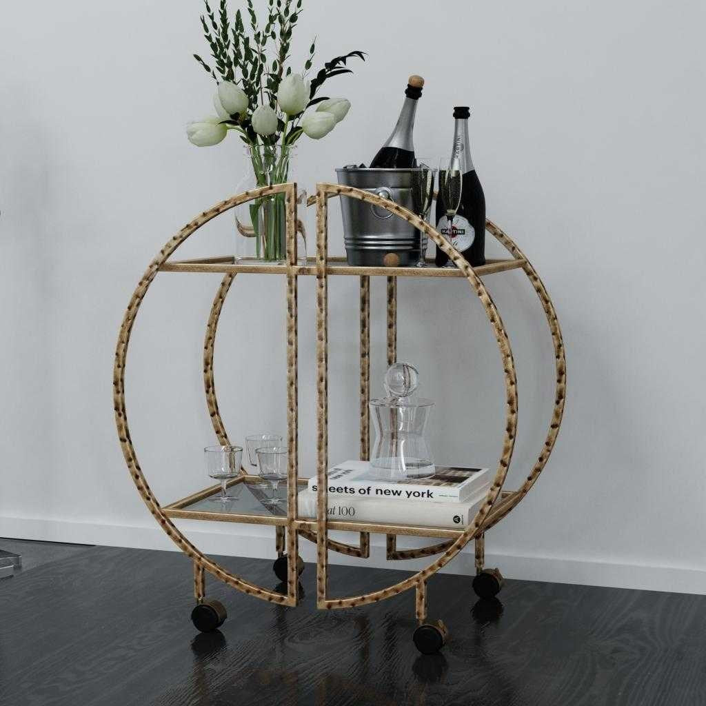 Zelina Gold Bar Cart - Bombay Mercantile
