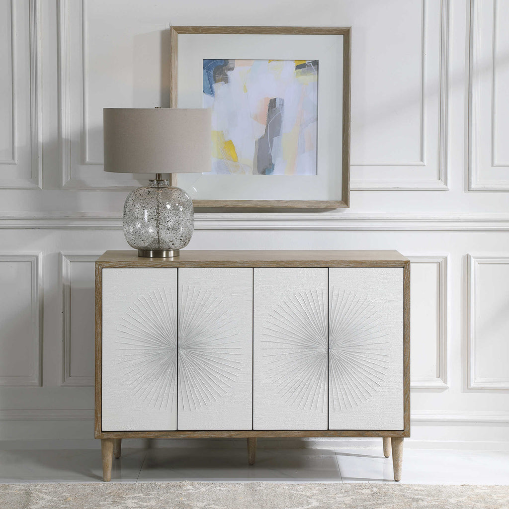 Dani 4 Door White Cabinet - Bombay Mercantile