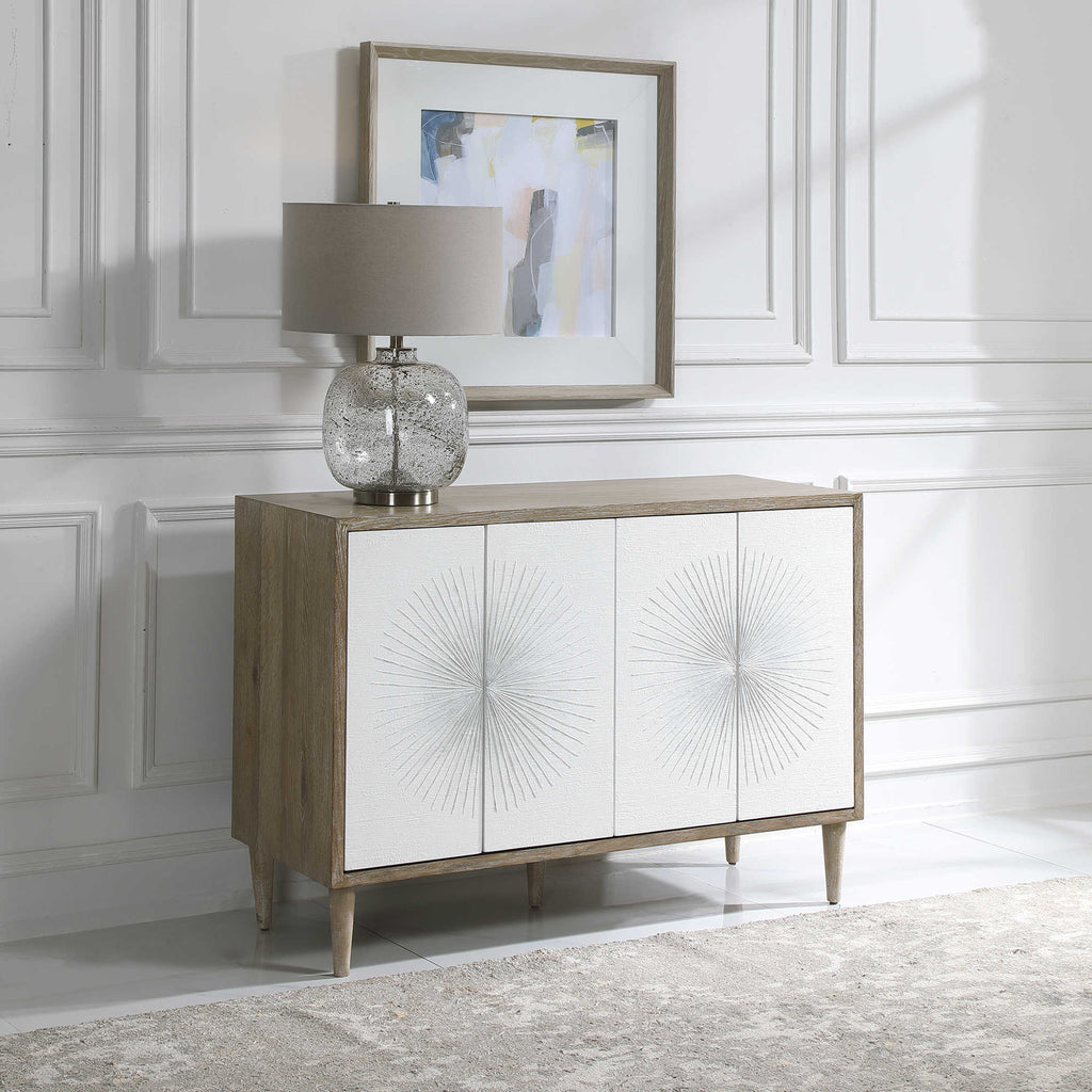 Dani 4 Door White Cabinet - Bombay Mercantile