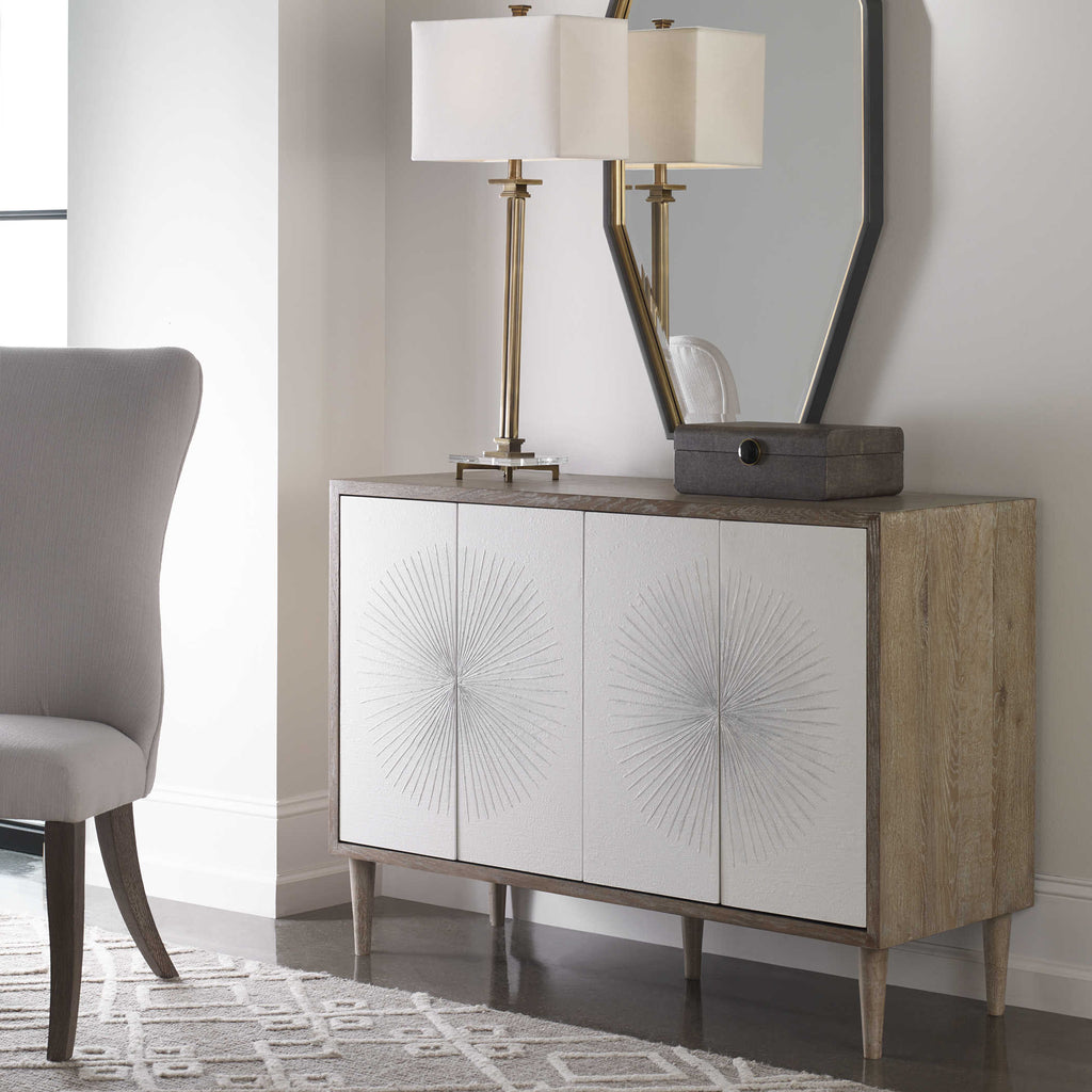 Dani 4 Door White Cabinet - Bombay Mercantile