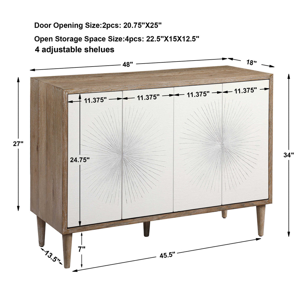 Dani 4 Door White Cabinet - Bombay Mercantile