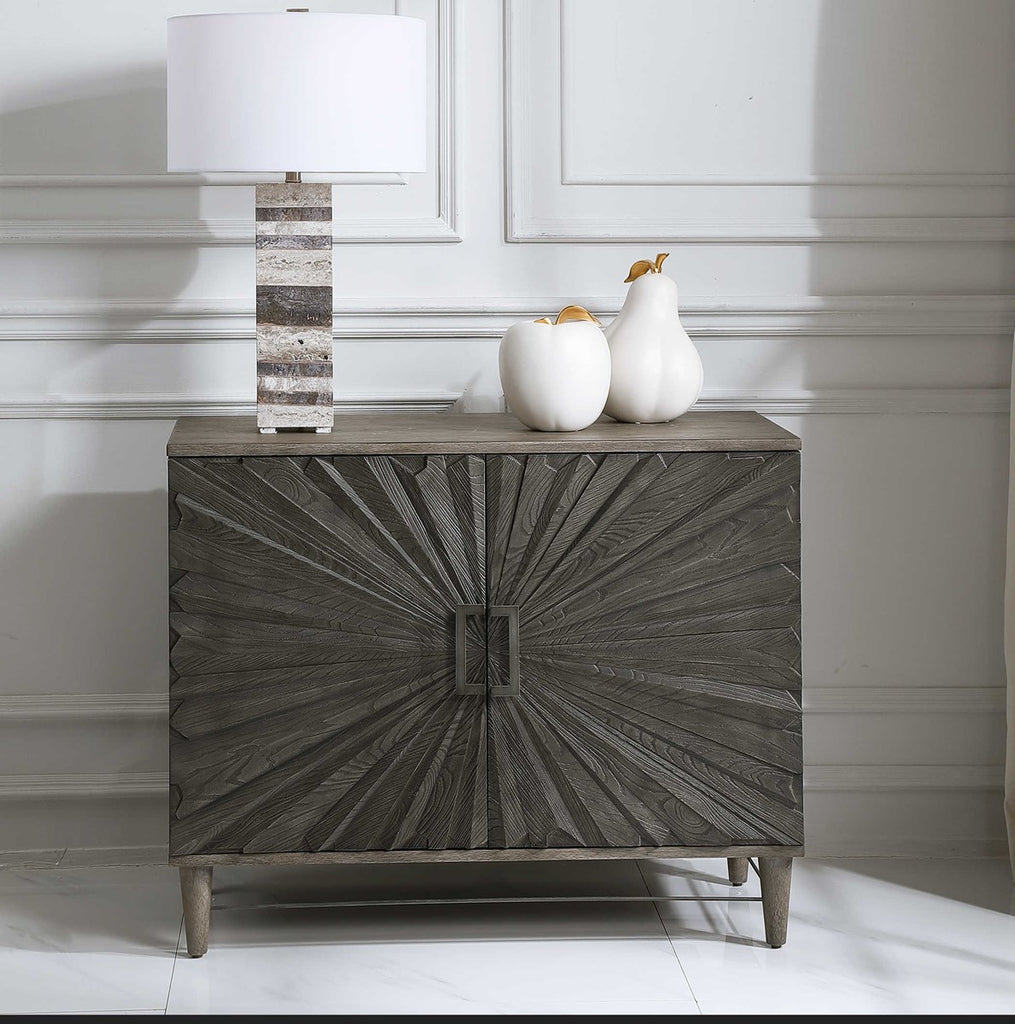 Shield Gray Oak 2 Door Cabinet - Bombay Mercantile