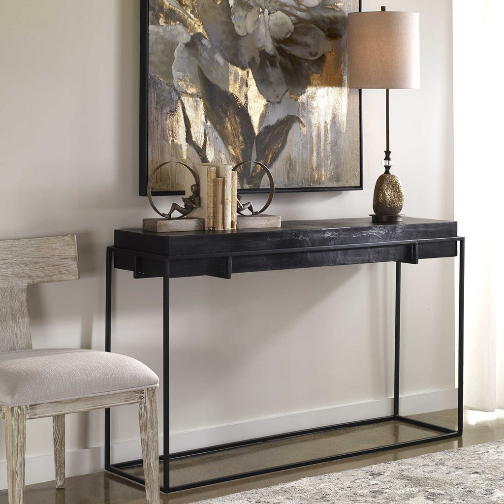 Telone Modern Black Console Table - Bombay Mercantile