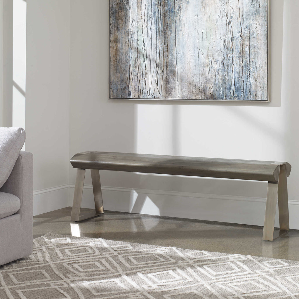 Acai Light Gray Bench - Bombay Mercantile