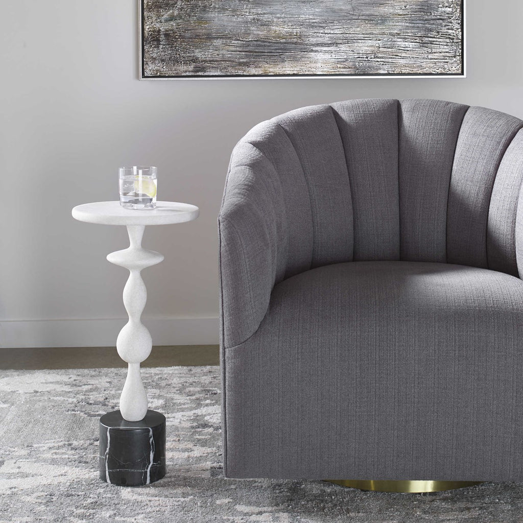 Inverse White Marble Drink Table - Bombay Mercantile
