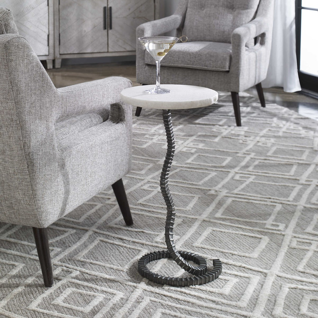 Lasso White Drink Table - Bombay Mercantile