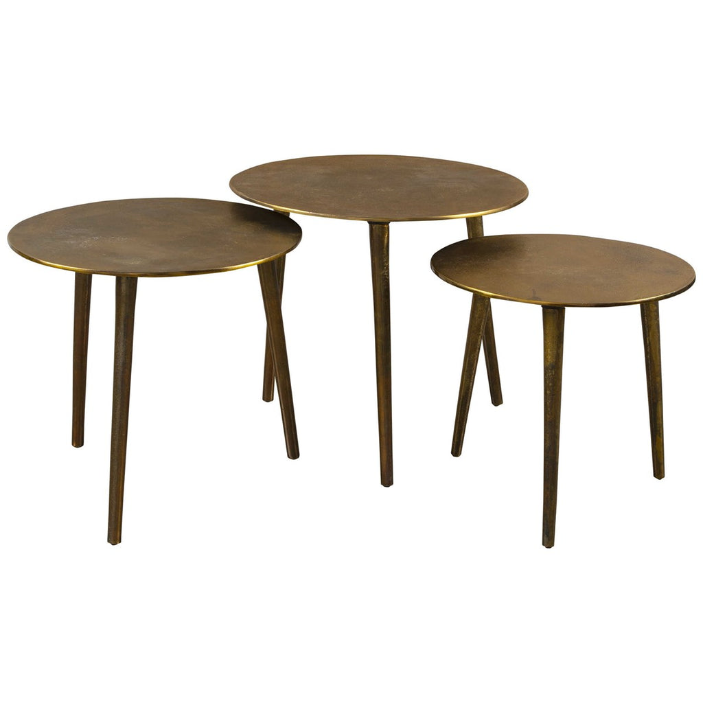 Kasai Gold Coffee Tables, Set of 3 - Bombay Mercantile