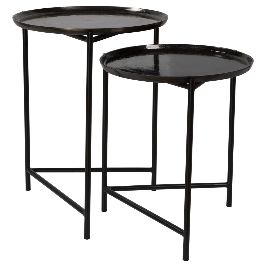 Burnett Dark Nickel Nesting Tables, Set of 2 - Bombay Mercantile