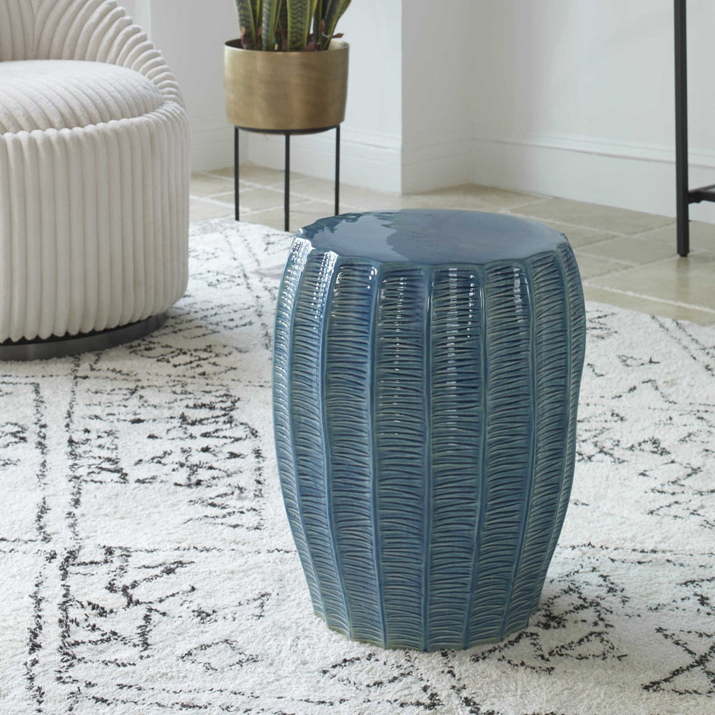 Harbor Aque Blue Garden Stool - Bombay Mercantile