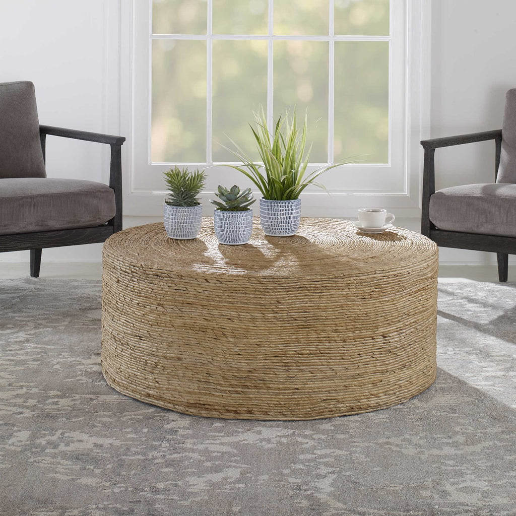 Rora Woven Round Coffee Table - Bombay Mercantile