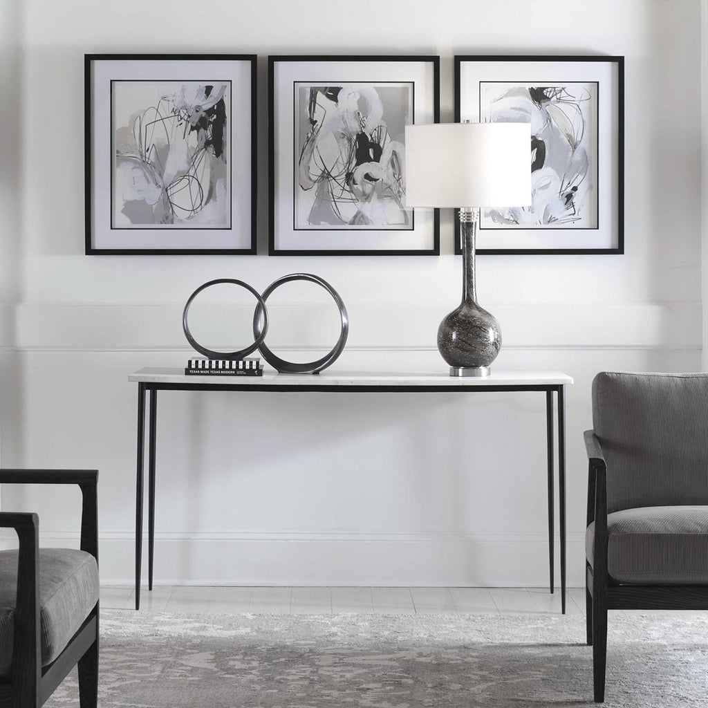 Nightfall White Marble Console Table - Bombay Mercantile