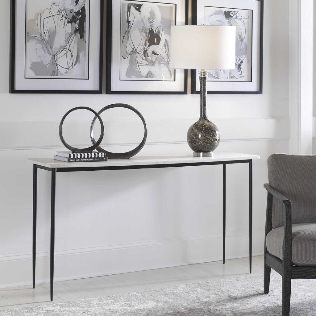 Nightfall White Marble Console Table - Bombay Mercantile