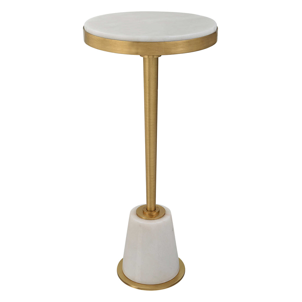 Edifice White Marble Drink Table - Bombay Mercantile