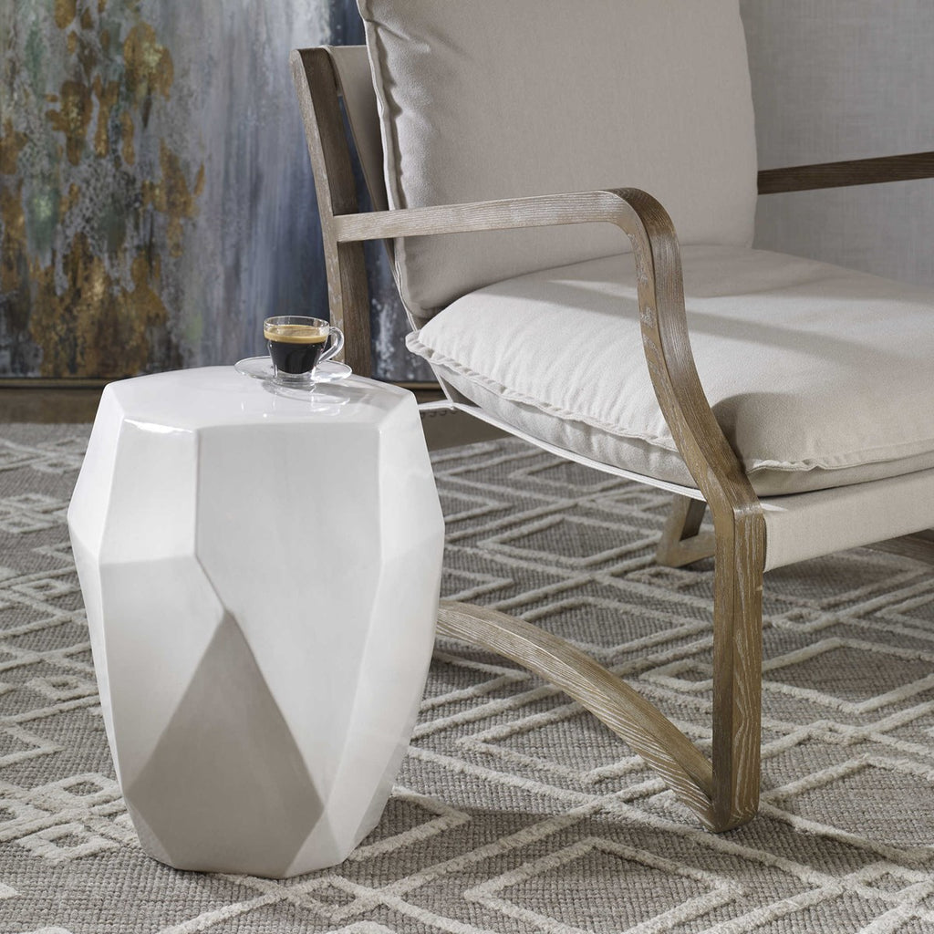 Maquette White Garden Stool - Bombay Mercantile