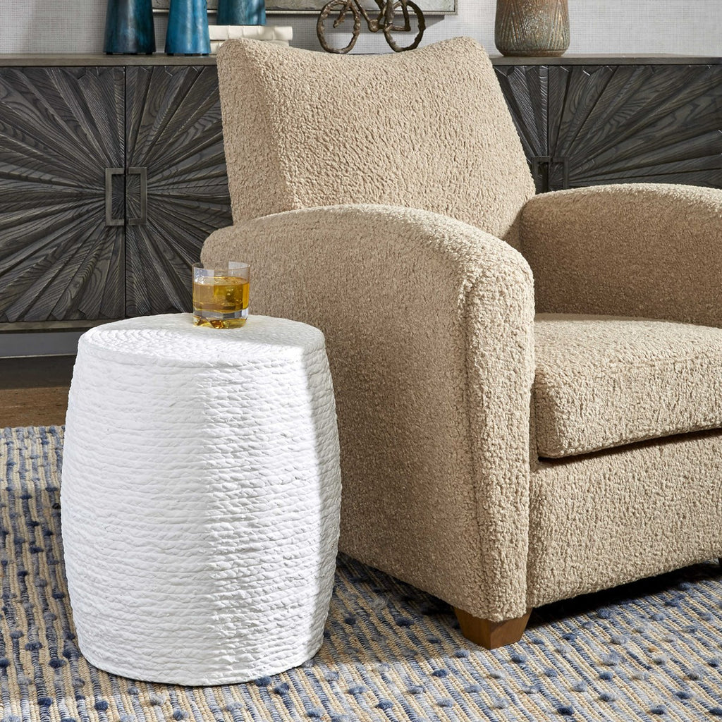 Resort White Accent Stool - Bombay Mercantile