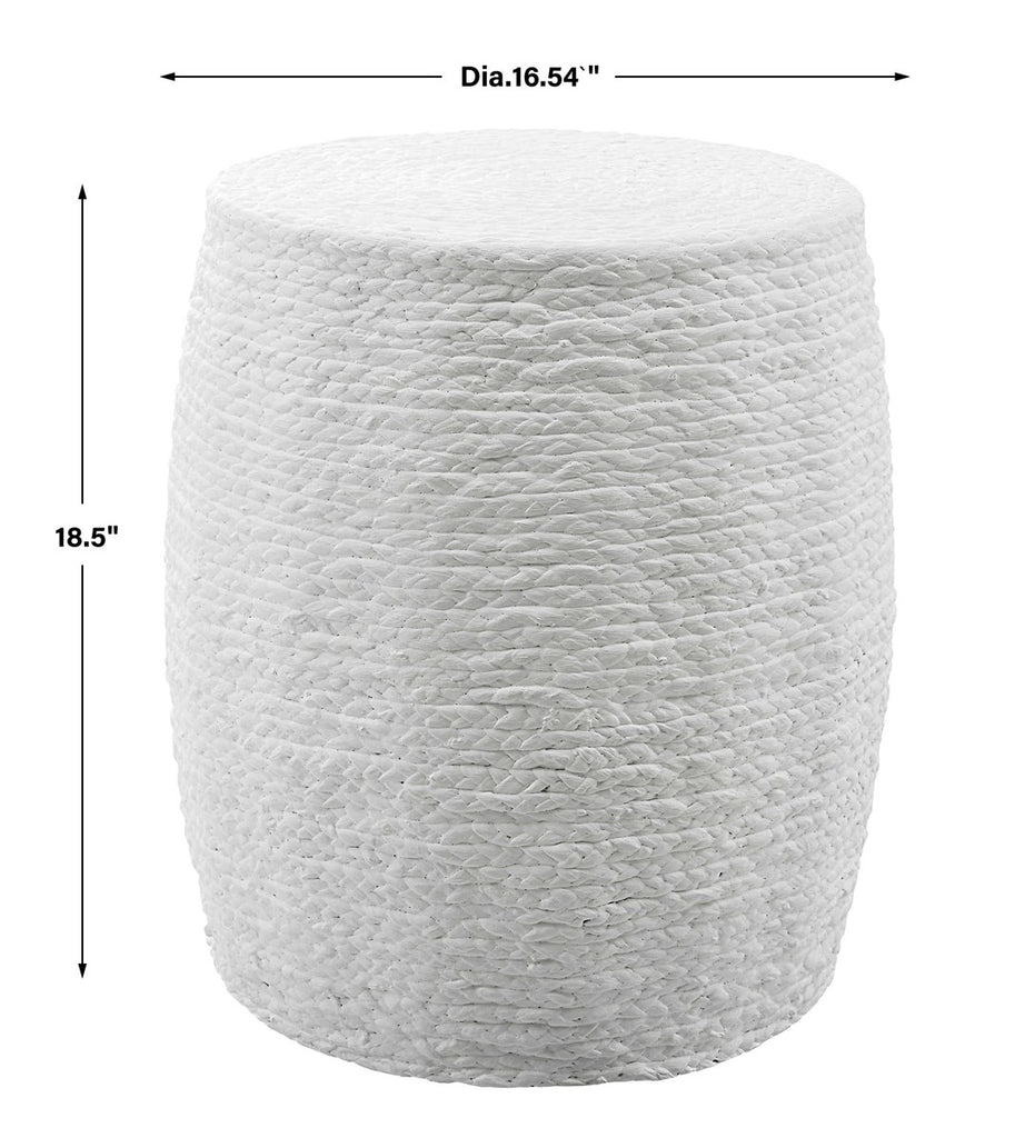 Resort White Accent Stool - Bombay Mercantile