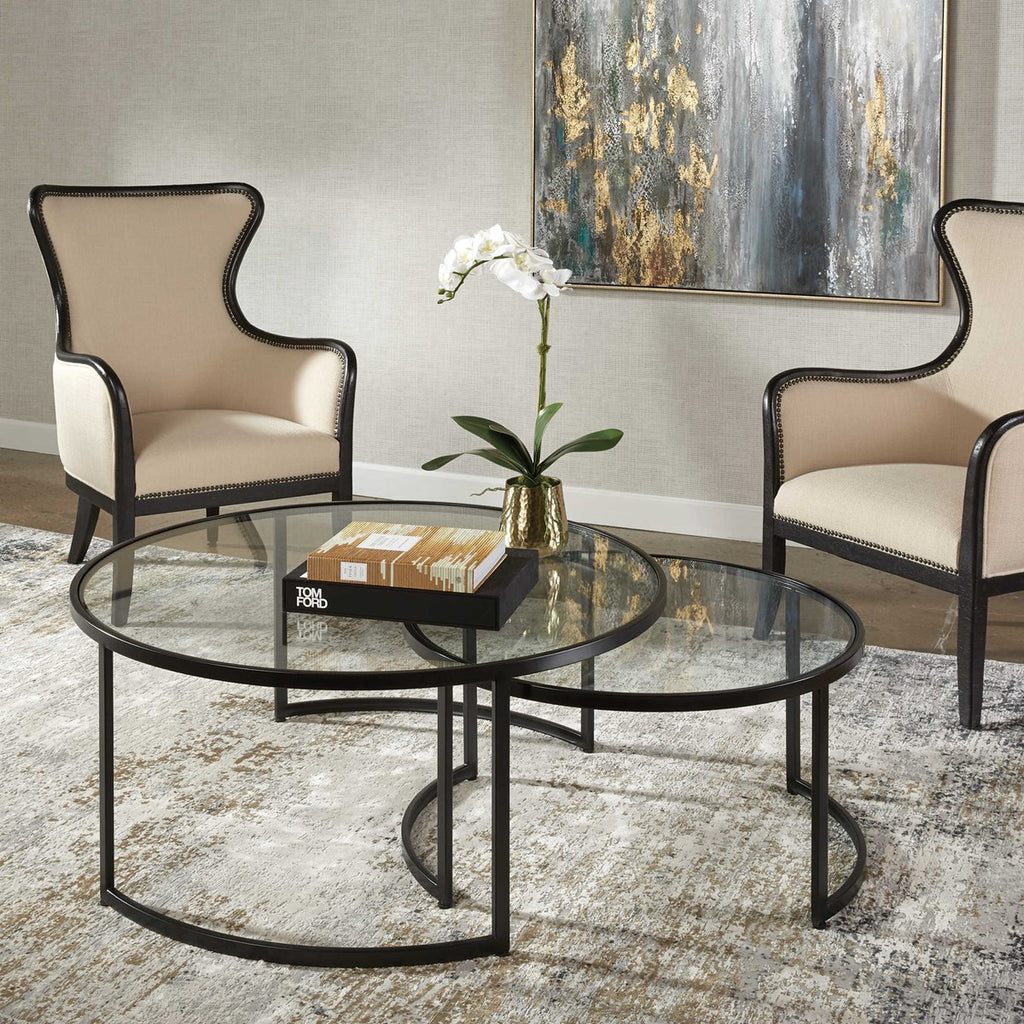Rhea Black Nesting Coffee Tables Set of 2 - Bombay Mercantile