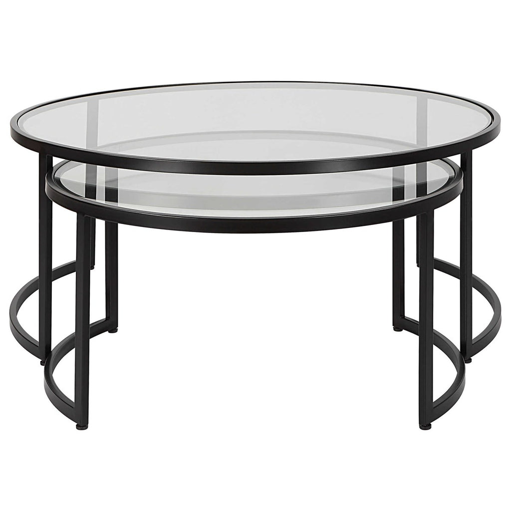 Rhea Black Nesting Coffee Tables Set of 2 - Bombay Mercantile