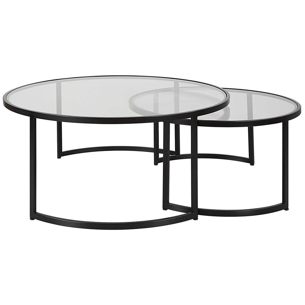 Rhea Black Nesting Coffee Tables Set of 2 - Bombay Mercantile