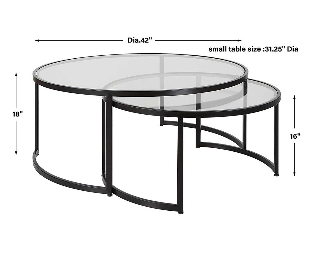 Rhea Black Nesting Coffee Tables Set of 2 - Bombay Mercantile