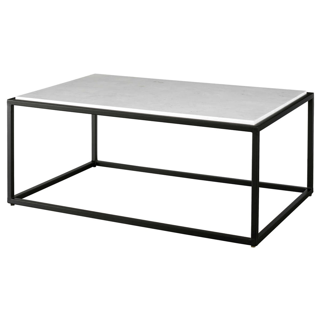 Vola Modern White Marble Coffee Table - Bombay Mercantile