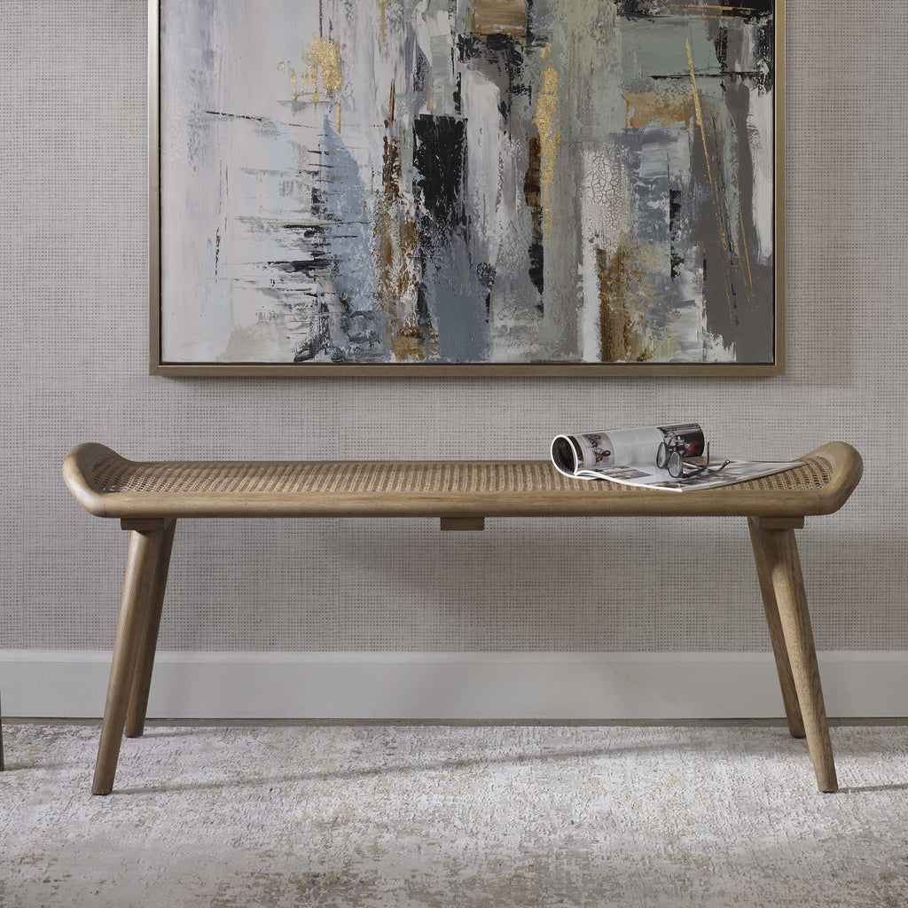 Arne Woven Rattan Bench - Bombay Mercantile
